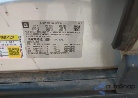 2016 GMC Acadia Slt-1 z USA, uszkodzony, nr VIN 1GKKRRKD3GJ135890